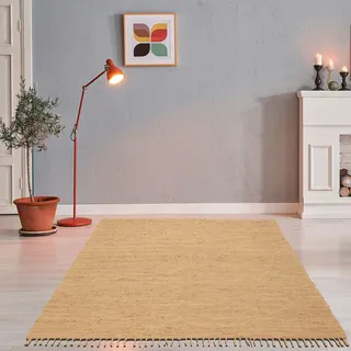 my home Teppich »Gastines« rechteckig 5 mm Höhe Wendeteppich, reine Baumwolle, handgewebt, uni, waschbar, modern, beige