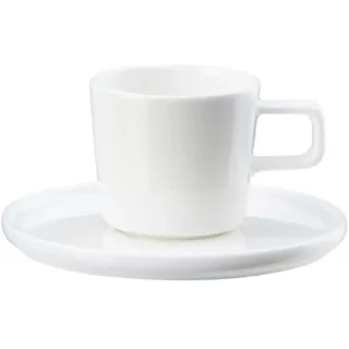 ASA OCO Kaffeetasse mit Unterteller weiß, aus Porzellan hergestellt, Inhalt: 200ml, 2029013