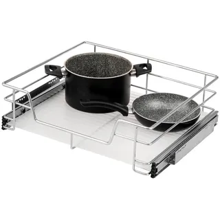 bremermann Teleskopschublade 60 cm mit Einlegeboden, Küchenschublade zum Nachrüsten, Schrankauszug aus Metall 57x14x44 Küchenzubehör