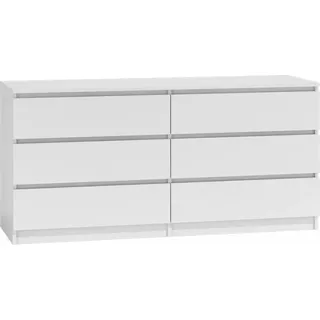 Roe Furniture | Kommode - 6 Schubladen - 140 cm - Weiß matt - Modernes Design - Funktionell und geräumig - Sideboard - Weiß