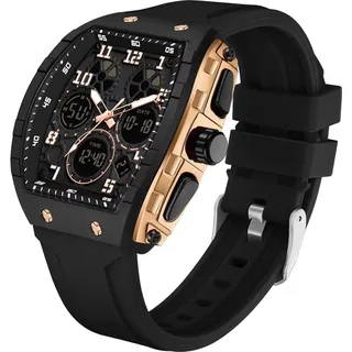 findtime Rechteckige Digitaluhr Herren Design, Weiß Schwarz Orange Rot, Herrenuhr Digital Armbanduhr Herren, Militär Uhr Tactical Military Watch, 5ATM