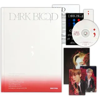 ENHYPEN - [DARK BLOOD] (NEW Ver.) Photo Book + CD-R + Photo Card + Message Photo Card + Sticker + Postcard + Bookmark + Poster With Lyrics + 2 Pin Button Badges + 4 Extra Photocards