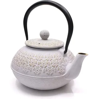 Webao Teekanne aus Gusseisen mit Teesieb 800ml Weiß - Traditionelles japanisches Design, langlebig & gesund