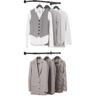 eSituro Kleiderstange Wandmontage, Kleiderständer für die Wand, Industrierohr Kleiderstangen 2er Set, einfache Montage, schwarz