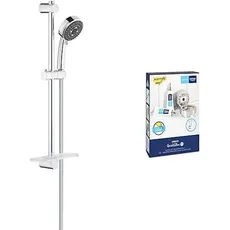 GROHE Vitalio Comfort 100 &; QuickGlue S2 - Brausestangen-Set (wassersparend, Handbrause mit 3 Strahlarten, inkl. Seifenschale, Anti-Kalk-System, Brausestange 60cm, Schlauch 1,75m), chrom, 26096000