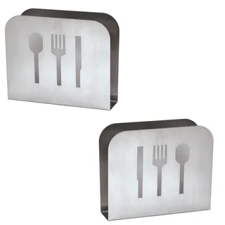 2er Set - Serviettenhalter aus Edelstahl | Serviettenablage für Tisch, Küche, Bar, Gastronomie | Serviettenständer, langlebig | Serviettenspender Stehend - Serviettenbox für Restaurants & Bistros