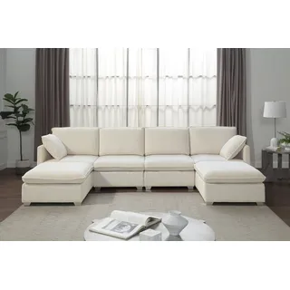 Atlantic Home Collection Wohnlandschaft Cordbezug 4-Sitzer Beige