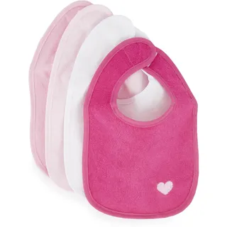 Bieco Baby Lätzchen, 4er Pack mit Klettverschluss in tollen Farben für Junge und Mädchen, Klettverschluss und doppelseitig mit außen Baumwolle, abwaschbar und wasserdicht, Kinderlätzchen