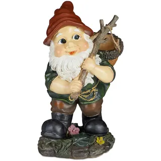 Relaxdays Gartenzwerg , Multicolor , Kunststoff , 17.5x30x21 cm , Dekoration, Dekofiguren & Skulpturen, Dekotiere