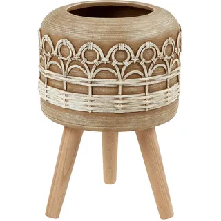 Beliani Blumentopf Braun Cyrtomium , Braun, Hellbraun, Beige , Stein , 42 cm , Dekoration, Blumen & Blumentöpfe, Übertöpfe