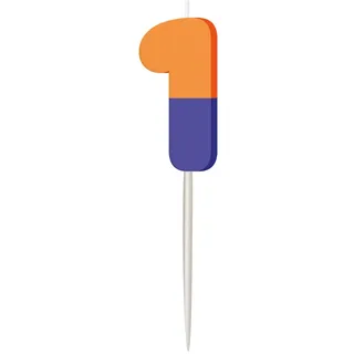 Folat Stripetastic Zahl 1 Kerze mehrfarbig