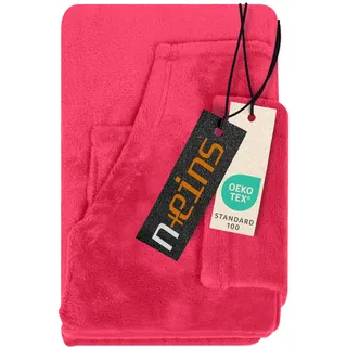 npluseins TV Decke mit Ärmeln für Kinder, 90x150cm, Pink | Tragbare Kuscheldecke, gemütlicher Überwurf, Bauch- & Smartphone-Tasche, freie Hände, ideal für Sofa & Homeoffice