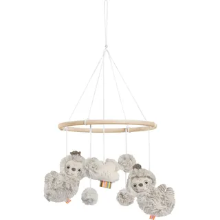 Fehn Holz-Mobile Faultier mit Stoff-Figuren für Babys | Beruhigt & beschäftigt Babys mit sanft beweglichen Figuren – optimal zum Beobachten über Wickeltisch oder Babybett