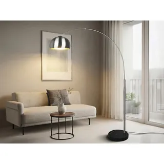 Große Bogenlampe Silber, Höhe 200cm inkl. E27 LED für Wohnzimmer & Esstisch - Silber