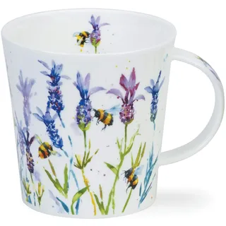 Dunoon Tasse aus feinem Porzellan Cairngorm Form Busy Bees Muster 480 ml Lavendel