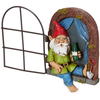Relaxdays Zwerg mit Fenster 14,5 cm Bunt