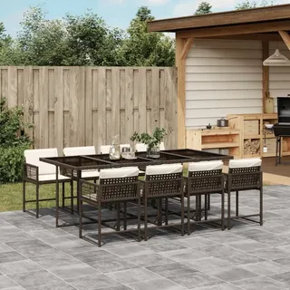 2025 cloris Gartenmöbel Set Balkonmöbel-Set 9-tlg. Garten-Essgruppe mit Kissen Braun Poly Rattan - Gartenmöbelgarnituren Sale6617169 4parcel - Braun