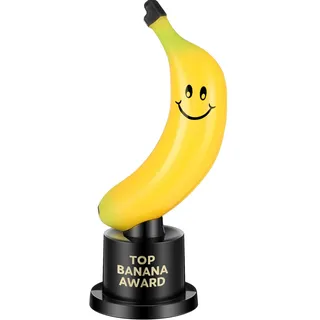 tondiamo Kleine Trophäe Celebrate The Top Award, 15,2 cm hoch, Kunststoff, MVP, lustiges Spiel, kleine Trophäe und Auszeichnungen für Mitarbeiter, Boss, individuelle Wettbewerbsgeschenke (Banane)