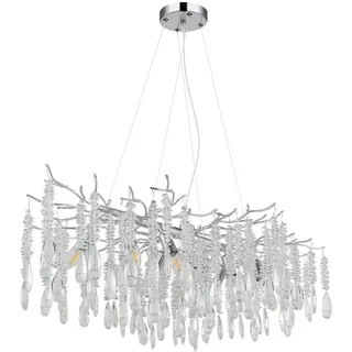 Globo Hängeleuchte , Klar, Silberfarben , Metall, Kunststoff, Glas , 60x120x100 cm , Ce , beliebig kürzbar , Lampen & Leuchten, Innenbeleuchtung, Hängeleuchten, Pendelleuchten
