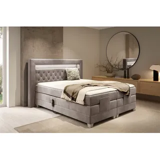 Fun Möbel Boxspringbett Elektrisch Bett ARMANDO 160x200cm in Stoff Fresh Macchiato - Braun