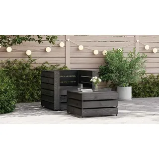 vidaXL 2-tlg. Garten-Paletten-Lounge-Set Kiefernholz Grau Imprägniert - Grau