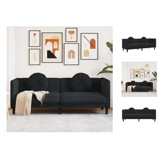 vidaXL Sofa mit Kissen 3-Sitzer Schwarz Samt