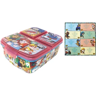 Theonoi Kinder Brotdose Lunchbox Sandwichbox - Brotdose Kinder Lunchbox mit Fächern - Brotbox mit Unterteilung - BPA frei mit Namensaufkleber (Paw Patrol)