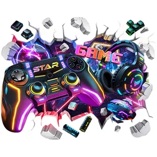 milaosk Wandtattoo Gamer Junge 3D Aufkleber Gaming Wandaufkleber Controller Videospiel Wandsticker Jugendzimmer Kinderzimmer Gamer Zone Spielzimmer Wanddeko