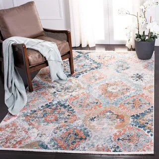 SAFAVIEH Zeitgenössische Teppich für Wohnzimmer, Esszimmer, Schlafzimmer - Shivan Collection, Kurzer Flor, Blau und Rose, 160 X 229 cm