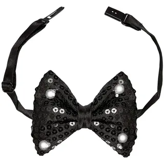 W WIDMANN MILANO Party Fashion - LED Fliege mit Pailletten, leuchtendes Party Accessoire für Disco und Karneval
