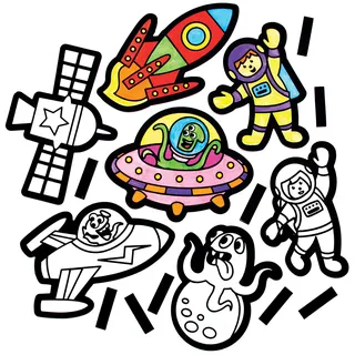 Baker Ross FE680 Sonnensystem Magnete zum Ausmalen - 15 Stück, Magnete Bastelsets für Kinder, Kühlschrankmagnet für Kinder, Klein