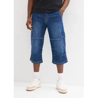 bonprix 3/4-Jeans regular fit, mit Elasthan-Anteil, mit Ziernähten, mit Waschung, blau denim