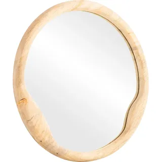 Spiegel Barani 50cm runder Badspiegel Mangoholzrahmen kleiner Spiegel Landhaus - Braun