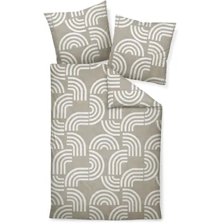 JANINE Bettwäsche Davos 65157 naturell 135x200 cm - 80x80 cm - beige;braun