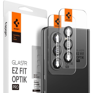 Spigen Glas.tR EZ Fit Optik Pro Kameraschutz kompatibel mit Samsung Galaxy Z Fold 5, 2 Stück, Schwarz, Individuelle Kameraprotektion, Anti-Kratzer, 9H Härte Folie