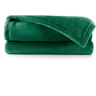 DecoKing Kuscheldecke 160x210 cm Decke Microfaser Tagesdecke Fleece weich sanft kuschelig weich sanft kuschelig Ivory Flaschengrün Mic