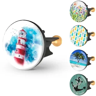 Arteneur Waschbeckenstöpsel 40mm Leuchtturm – Edelstahl Excenterstopfen mit extra Schwerer Messingschraube für stabilen Halt | Universeller Abflussstopfen für Waschbecken