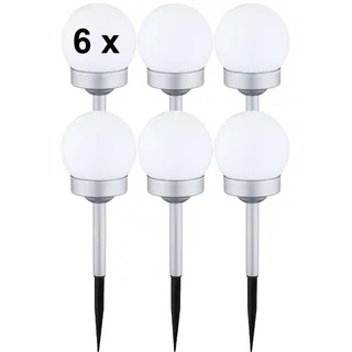 bmf-versand Solarleuchte Garten 6er Set Solarkugeln Silber Solarlampe Außen Leuchte Solar - Silber
