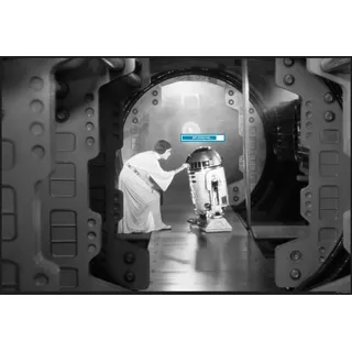 Komar Bild »Star Wars Classic Leia R2D2 Upload« Star Wars 1 Stk. tlg. Wandbild zur Dekoration im Kinderzimmer - ohne Rahmen, schwarz-weiß