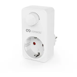 conecto Steckdosen Dimmer, Steckdosendimmer Adapter mit Helligkeitsregler für dimmbare Leuchtmittel wie LED, Halogenlampen, Glühbirnen, weiß