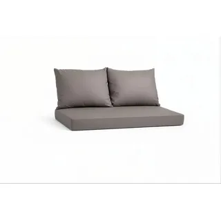 Setgarden Triple Outdoor Palettenkissen Set 120x40x10cm Sitzkissen + Rückenkissen 2x60x50cm 1tlg Grau
