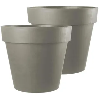 Kreher XXL Blumenkübel mit Rollen in 79 und 58 cm Durchmesser, Anthrazit und Weiss. Robuster Pflanzkübel, Übertopf Gross für Blumen, Bäume, aussen und innen. (Braun, 2er XXL)