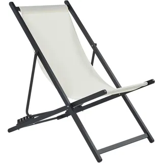 Beliani Liegestuhl 60 x 95 x 79 cm schwarz/beige klappbar