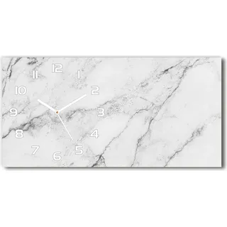 Wanduhr aus Glas – 60x30 cm - Glasbild - Glasuhr - Gehärtetes Glas - weisse-zeiger - Marmor