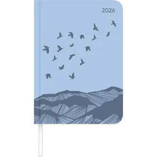 Alpha Edition - Lady Journal Deluxe Sky 2026 – Taschenkalender A6 (11×15 cm) – Weekly – 128 Seiten – eleganter Terminplaner im Tucson-Einband mit Motivprägung & Zusatzfunktionen