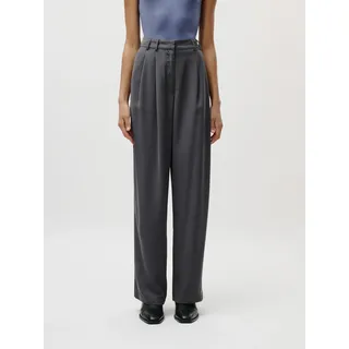 Bundfaltenhose LEGER "Kora, LeGer by Lena Gercke", Damen, Gr. 40, N-Gr, grau (dunkelgrau), Web, Obermaterial: 100% Polyester, regular fit lang, Hosen Bundfaltenhose, Regular fit