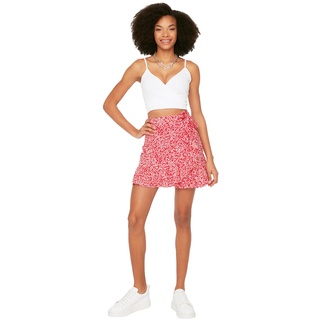 TRENDYOL Damen Schwungrad Gestrickter Rock. Skirt, Rot, XS