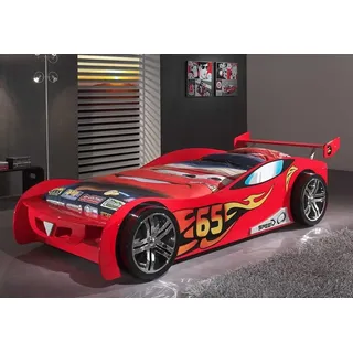 Vipack Kinderbett Autobett LE MANS 90 x 200 cm MDF glänzend lackiert rot