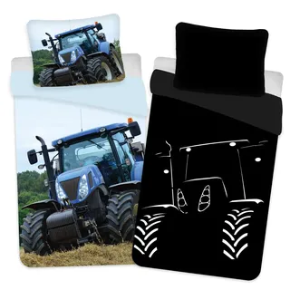 BrandMac ApS Glow in The Dark Traktor Kinder-Bettwäsche-Set 135x200 Baumwolle Leuchtet im Dunkeln