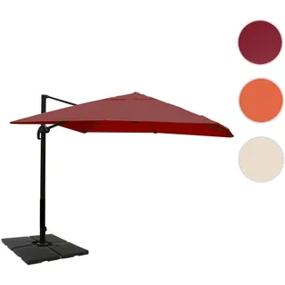 Gastronomie-Ampelschirm HWC-A96, 3x4m (Ø5m) Polyester Alu/Stahl 26kg ~ bordeaux mit Ständer, drehbar